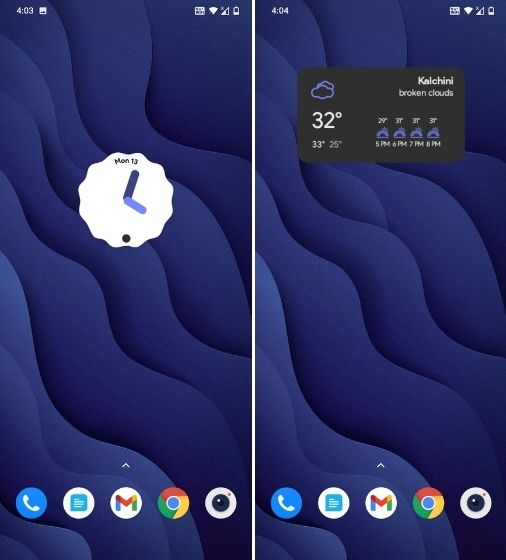 Android 12 widgets on Android 11 OnePlus 7T
