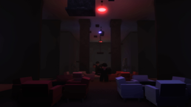 an in-game screenshot of scary roblox games Alone in a dark house 