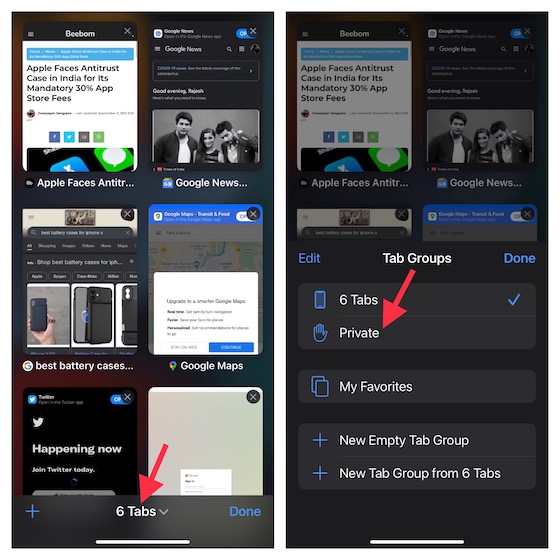 choose Private in the menu