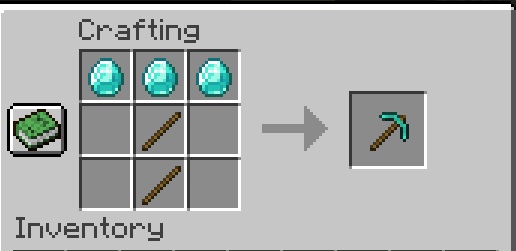 Crafting Diamonds Pickaxe en Minecraft
