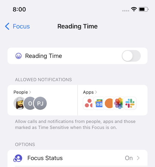 Customize a Focus in iOS 15