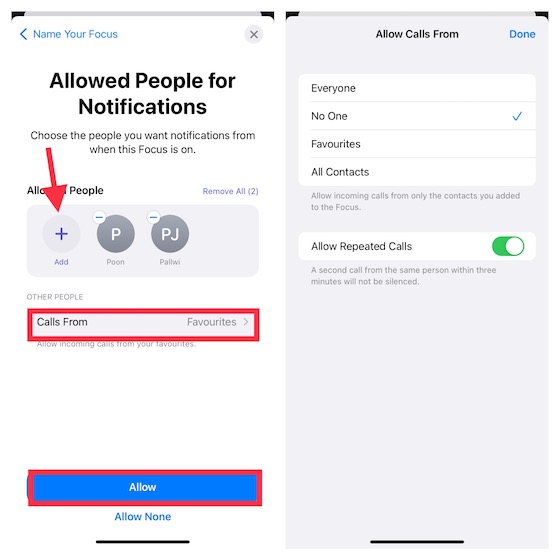 Customize Notifications for Focus Mode in iOS 15