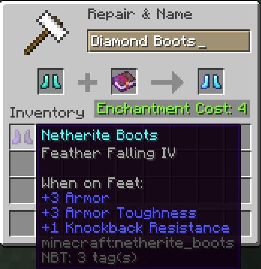 Feather Falling on Boots - Fall Damage in Minecraft