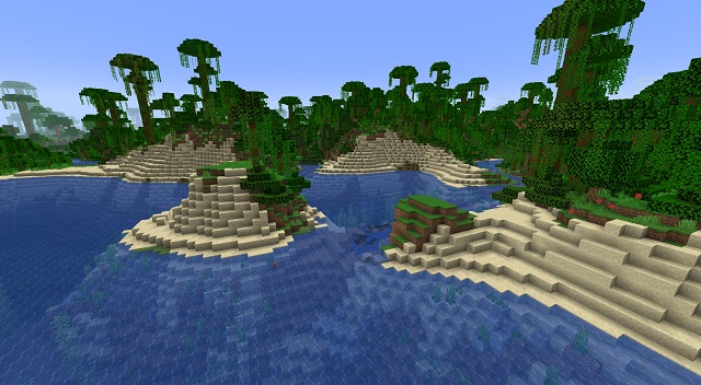 नदी के बगल में Minecraft समुद्र तट