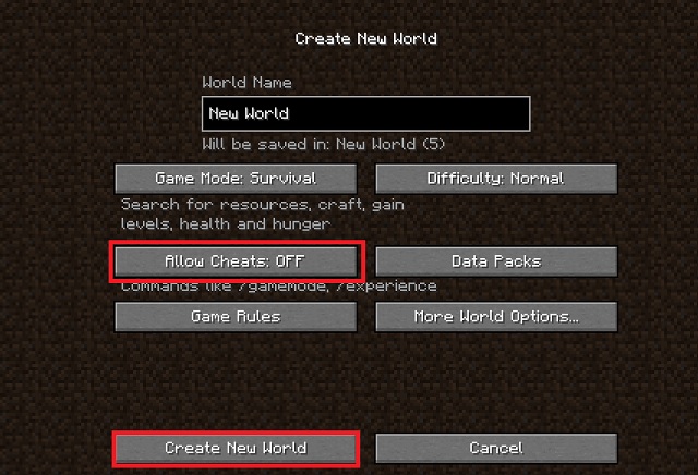 Minecraft New World with Cheats