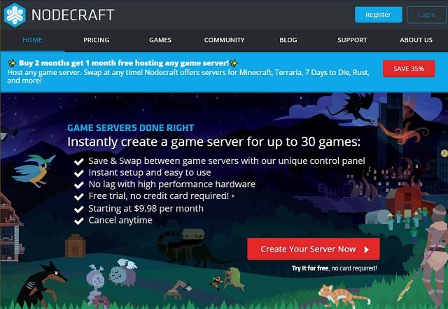 خدمة استضافة خادم Minecraft Nodecraft