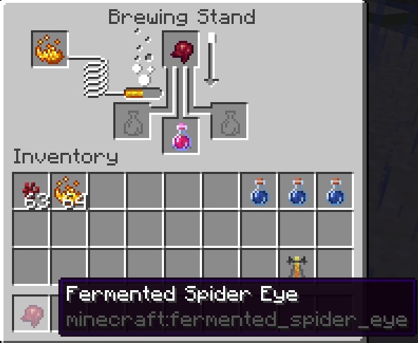 Brewing Fermented Spider Eye in Brewing Stand
