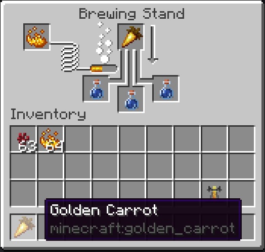 Brewing Golden Carrot in Brewing Stand