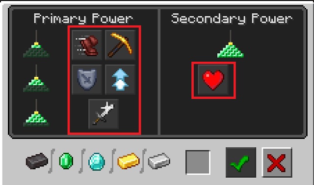 Powers in Minecraft Beacons