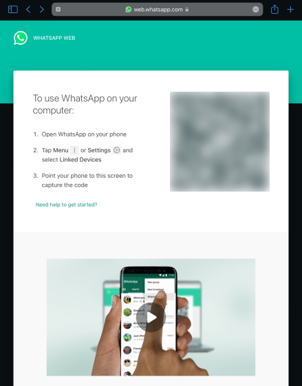 QR Code WhatsApp iPad