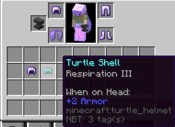 Respiration Enchantment on Helmets in Minecraft