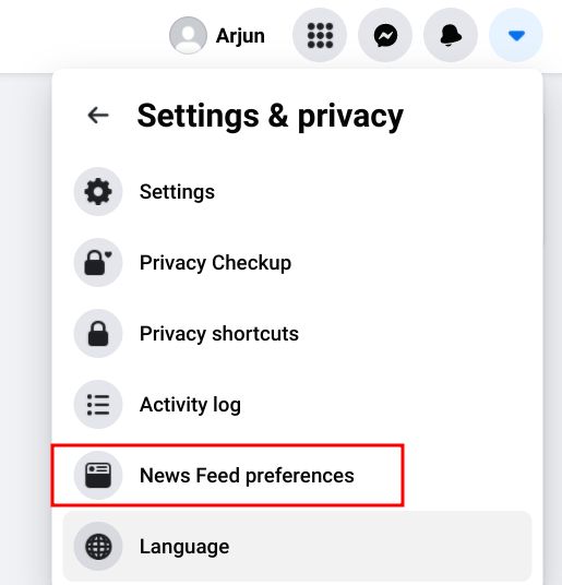 news feed preferences