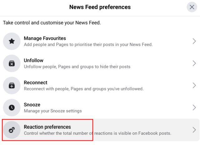 news feed preferences