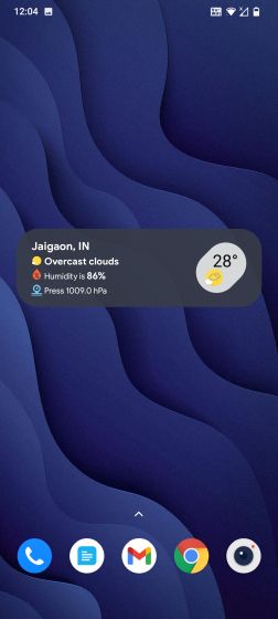 Android 12 Weather Widget running on Android 11