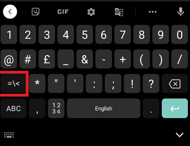 Symbols key on Gboard