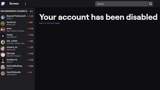 account disabled confirmation