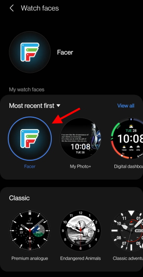 samsung galaxy watch 4 choose facer