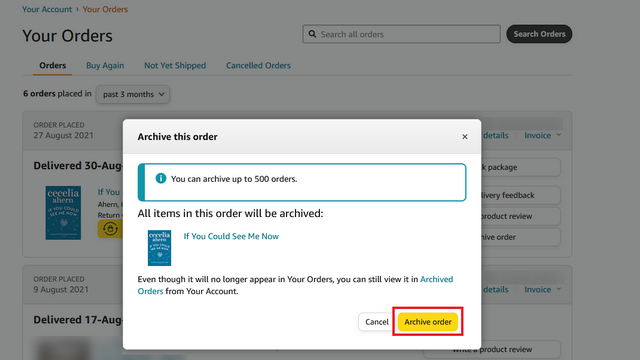 How to Hide an Order or Purchase on