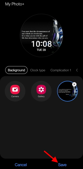 confirm custom watch face save