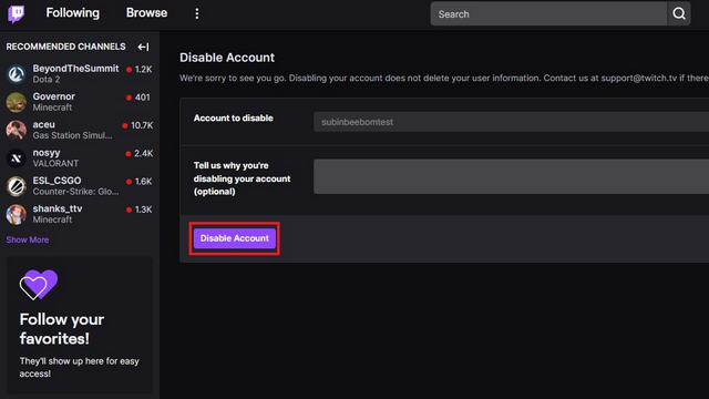 disable account button twitch