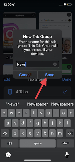 how to access tab groups safari ipad