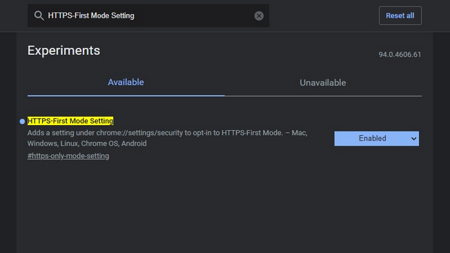 enable Enable HTTPS-Only Mode on edge with https first mode flag