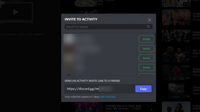 invite friend or share link