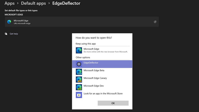 pick edge deflector as default