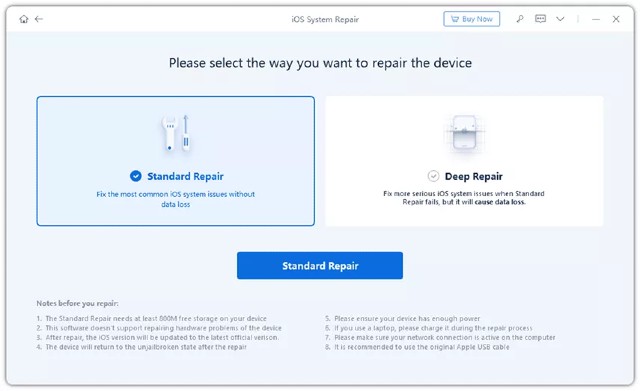 standard repair tenorshare reiboot