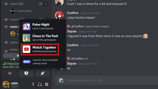 Watch youtube 2024 together discord