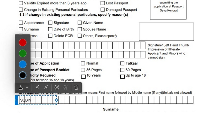 text color options - Add Text to PDF Files Edge