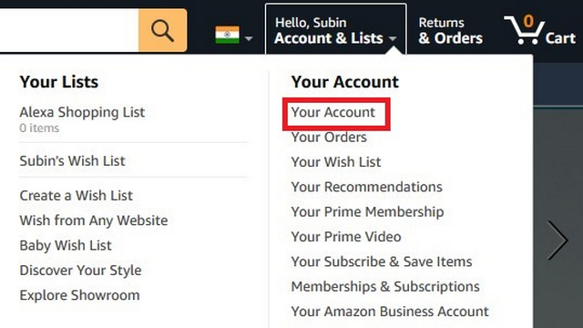 your account amazon