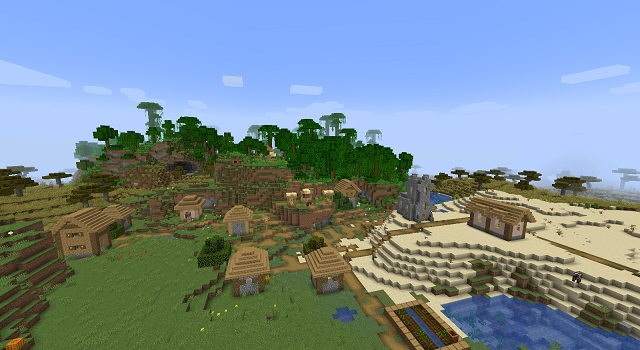 Village in 3 Biomes and More - Best Minecraft Jungle Seeds