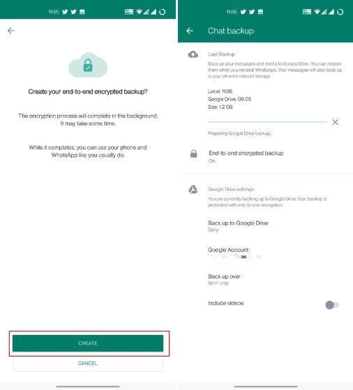 Turn on End-to-End Encrypted WhatsApp Chat Backups on Android