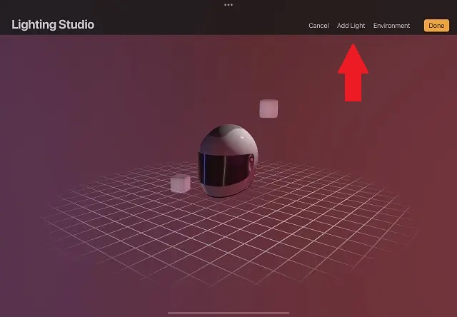 Add light button in lighting studio