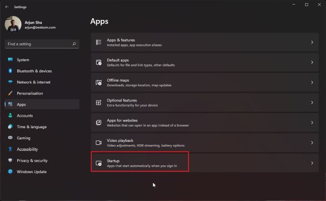 screenshot of app settings in windows 11