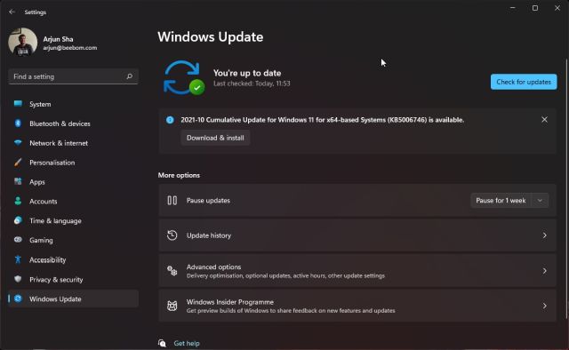 checking windows 11 update 