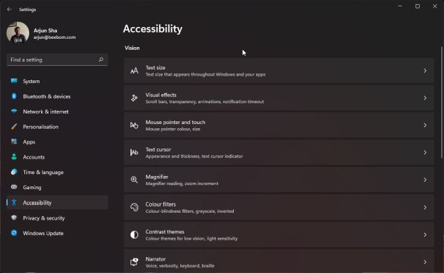 accessibility settings in windows 11