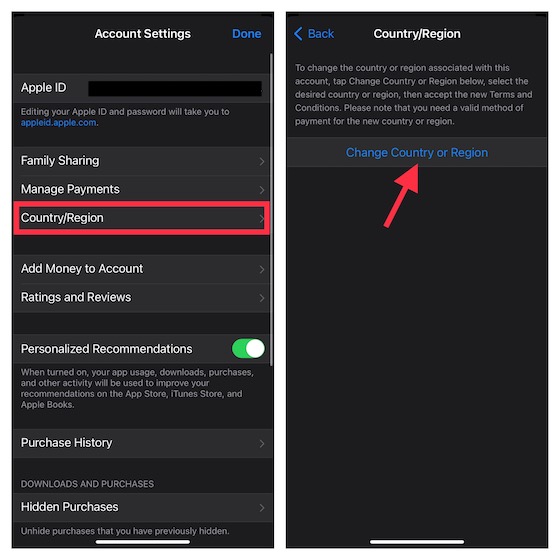 Change App Store country or region