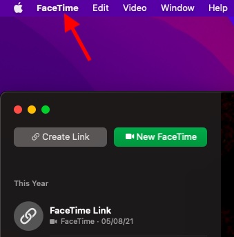 click the FaceTime menu