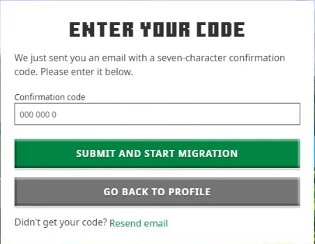Mojang 賬戶遷移確認碼