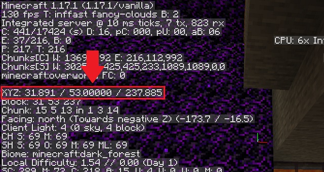 Coordinates in Minecraft with focus on Y Axis