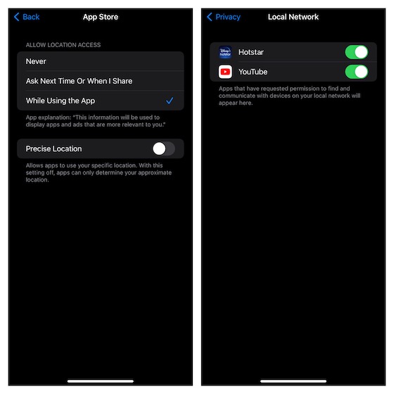 Manage privacy settings per app basis on iPhone and iPad 