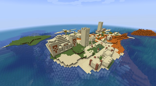 Desert Temple and Village Island - Best Minecraft Island Seeds