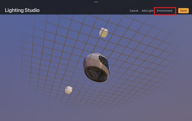 Environment Button in Lighting Studio