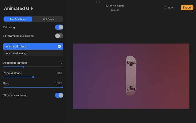 Export as Animated GIF procreate