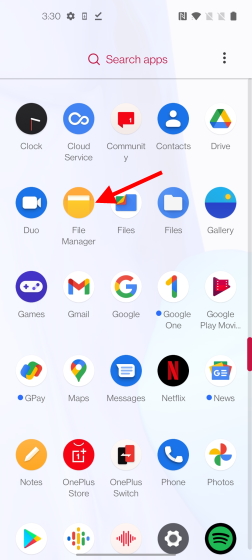File manager OxygenOS 12 beta 