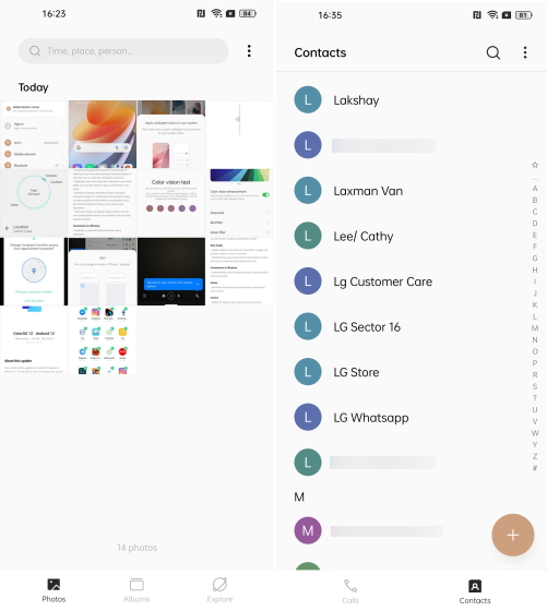 Gallery and contacts coloros 12