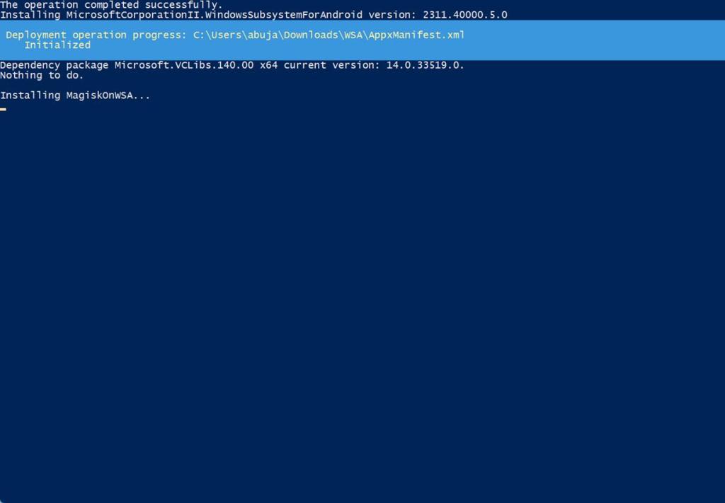 Installing WSA on windows 11 using powershell