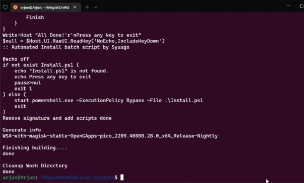 WSA image patching process